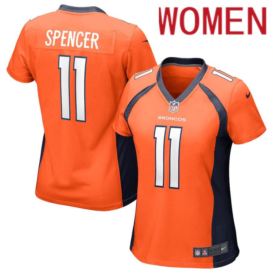 Women Denver Broncos #11 Diontae Spencer Nike Orange Game NFL Jersey